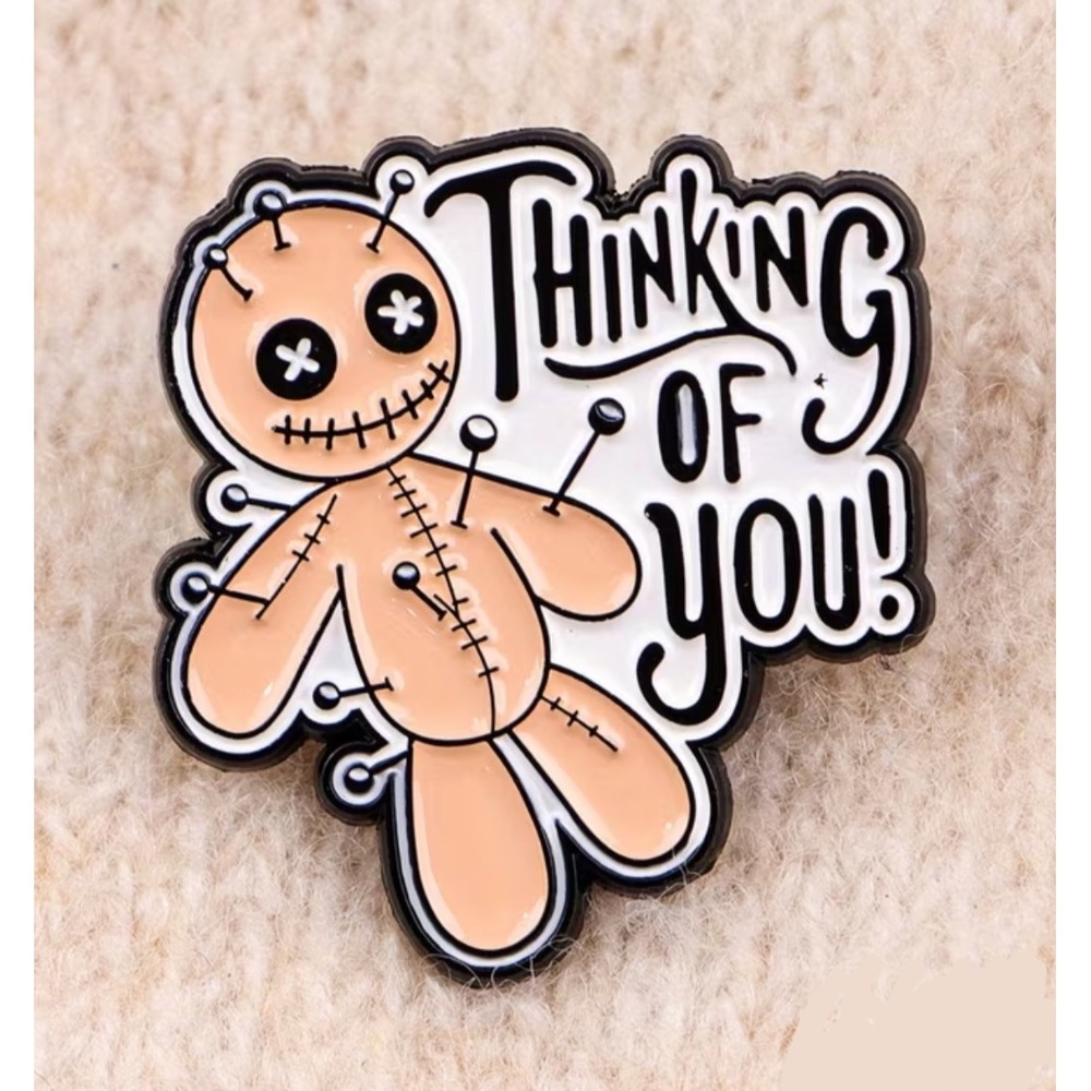 Thinking of You Voodoo Doll Enamel Pin Alternative Goth Spooky Halloween